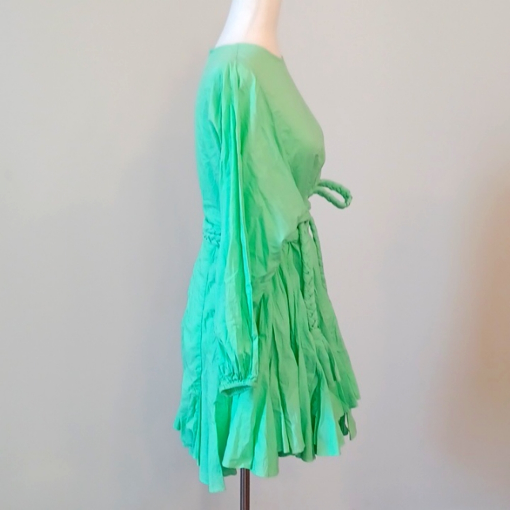 Rhode mini dress ELLA dress poplin cotton resort bishop sleeve belt Medium - Picture 10 of 13